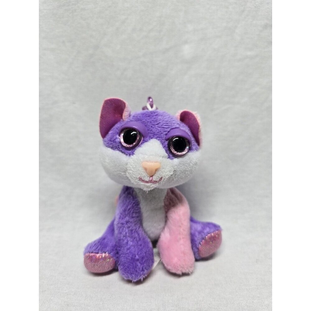 Russ Li'L Peepers LUCKY THE PINK & PURPLE CAT Plush STUFFED ANIMAL Keychain Clip